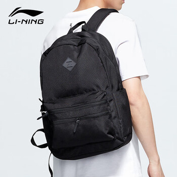 李宁双肩包男包女包2023新款黑色休闲背包情侣时尚运动包学生书包黑色