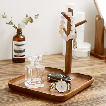 柒阅芒钥匙收纳摆件 实木客厅玄关钥匙收纳盘 乔迁新家礼物 相思木