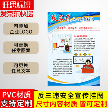 反三違安全宣傳掛圖 違章指揮操作違反勞動紀律企業員工工地生產管理