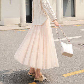 春夏天长裙下半身裙黑色纱裙女士仙女网纱裙夏季显瘦高腰薄款长款蓬蓬