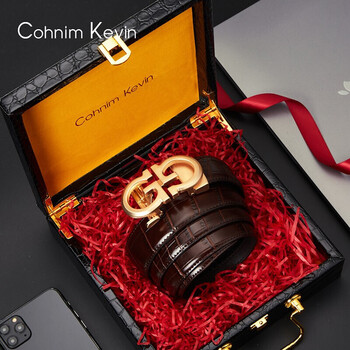 奢侈品自动扣裤腰带生日礼物送老公男友父亲百搭黑色礼盒包装c06750