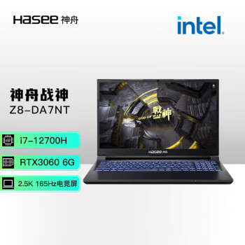 神舟（HASEE）战神Z8-DA7NT 12代英特尔酷睿i7 15.6英寸游戏本 笔记本电脑(i7-12700H 16G 1TB RTX3060 165Hz 2.5K电竞屏)