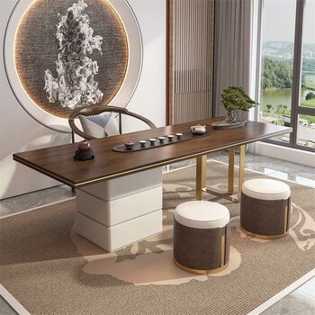 五木晴川新中式现代轻奢茶桌椅组合家用茶室样板房别墅泡茶桌功夫茶台