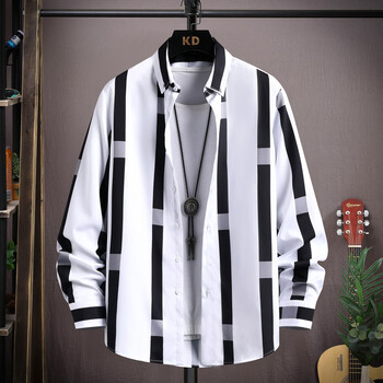 庄吉(judger)庄吉春秋季休闲免烫衬衫男士长袖条纹韩版潮流抗皱衬衣