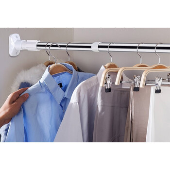 卫生间挂衣服的伸缩杆 橱柜置物浴帘杆壁挂式衣管杆卫生间衣服柜大橱