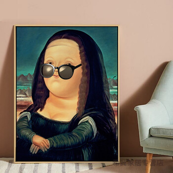 60q版肥胖版蒙娜丽莎挂画餐厅客厅创意壁画玄关酒店走廊过道装饰画