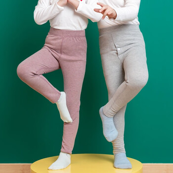 秋冬打底裤中大童内穿棉毛裤男童女童加厚秋裤男童浅灰色130裤长75cm