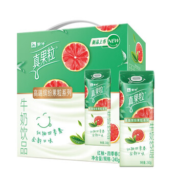 蒙牛 真果粒果缤纷高端果粒牛奶饮品营养早餐奶礼盒装 红柚四季春240g