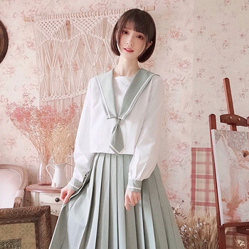 jk【jk制服官方】日系正统jk制服裙长袖日本学生校服班服抹茶浅绿色