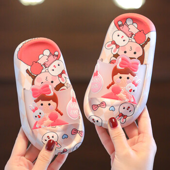 拖鞋新款卡通软底防滑居家洗澡浴室亲子男女大小宝宝鞋2268粉色3637码