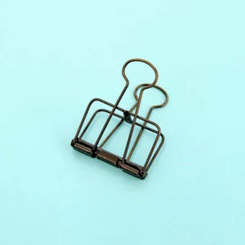 夹子创意文具手帐可爱彩色办公文件燕尾夹试卷夹青铜中号盒装10枚入