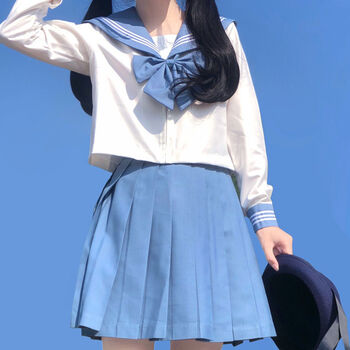 乔骏晟【喵太jk】蓝三本正统jk制服基础款学院风校供中间水手服春夏