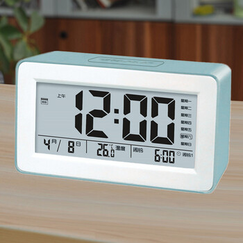 静音床头简约智能电子钟多功能儿童数字音乐大铃声 519太空蓝音量可调