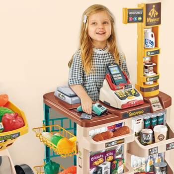 京佳莂来儿童过家家仿真超市收银台购物车玩具套装可刷卡女孩礼物ll7