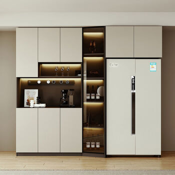原素新款定制嵌入式冰箱高柜子一体靠墙多功能厨房储物餐边柜实木酒柜