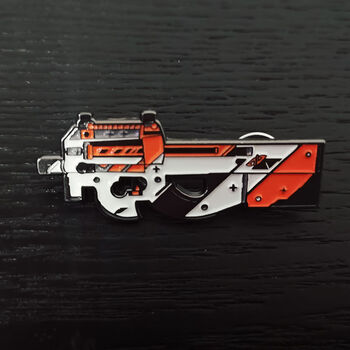 csgo游戏周边模型二西莫夫皮肤p90金属徽章胸针胸章p90带你rush b