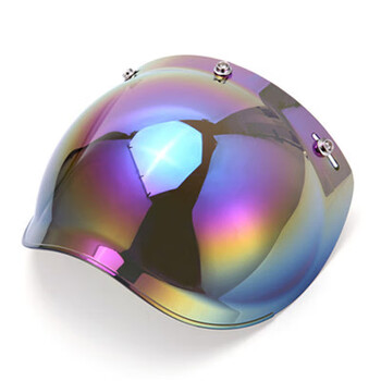 摩托车头盔泡泡镜复古三扣式通用挡风防晒镜片带框架面罩风镜 彩色