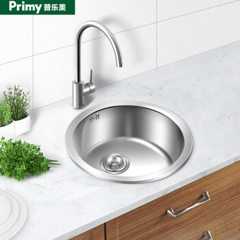 普乐美厨房圆形小水槽单槽台下盆304不锈钢水槽小户型吧台洗菜盆 45 18cm小圆槽 冷热水龙头 图片价格品牌报价 京东