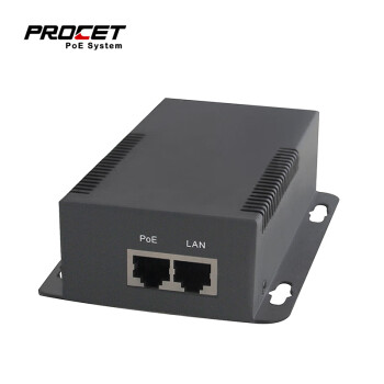 PROCET PT-PD208GM-24 单端口PoE分离器 24V输出电压 千兆传输 PoE供电 黑色