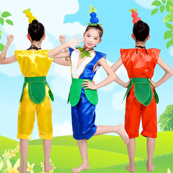 演出服六一节幼儿卡通衣服装男女儿童表演服q666 大娃-红色 闪电发货