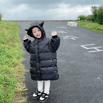 迪弟尼女童冬装90绒男女小童黑色牛角服儿童长款轻薄保暖服黑色90cm