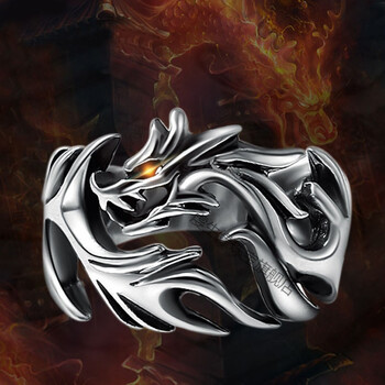 jz-012飞龙开口戒指 带:xl-033火焰项链