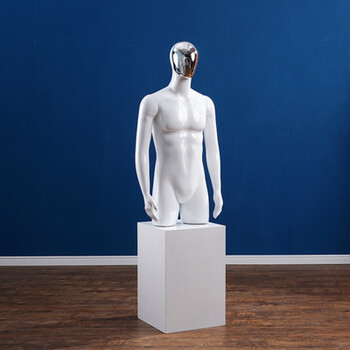 假人塑料人台男装店服装橱窗拍摄衣服展示架子白色银面具半身官方标配