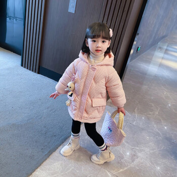 ueteey女宝宝冬装棉服2022冬季新款小女孩棉袄加绒加厚女童棉衣外套