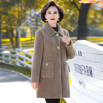 冬装水皮毛一体外套黄金貂大衣中长款 卡其色 xl90-105斤【图片 价格