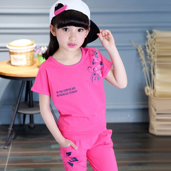 新款儿童套装夏季女大童短袖套装时髦洋气休闲宽松两件套小女孩衣服潮