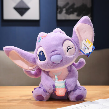 迪士尼disney紫色史迪仔玩偶安琪公仔毛绒玩具安抚布娃娃女生睡抱枕
