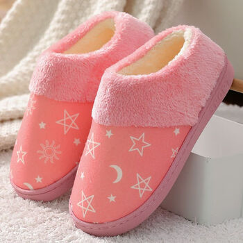 回力男棉拖鞋居家冬季新款室内毛拖鞋包跟家居防滑保暖拖鞋男粉色3637