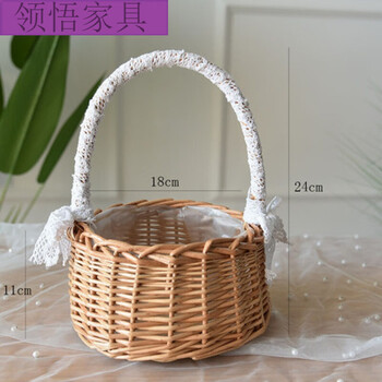 乔朝朗编织篮 花篮藤编手提编织花童鲜花工艺品花艺花篮子花篮手提小
