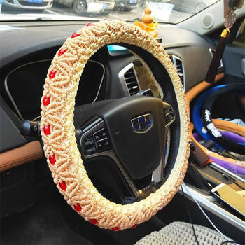 手工编织冰丝一排串珠男女四季通用方向盘套防滑吸汗耐磨汽车把套