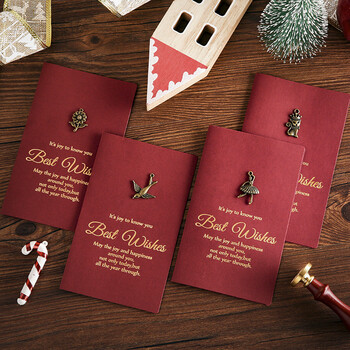 脉秀定制创意春节复古贺卡小清新高端烫金公司年会酒会邀请函送员工