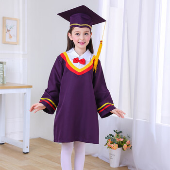 服装中学生小学生博士服男女毕业礼服幼儿园学士服博士帽sn8907 紫色