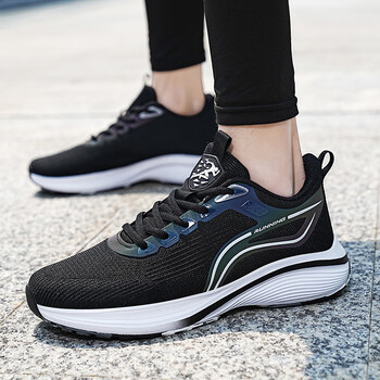 awqb中考体育鞋男夏季新款户外轻便跑步鞋大码学生网面黑色46