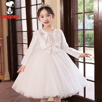 史努比女童连衣裙春秋洋气公主裙女孩长袖儿童礼服套装生日花童演出纱