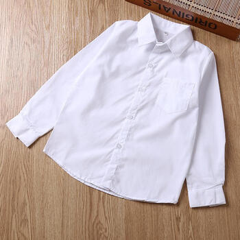 长袖涤棉免烫白衬衣女孩儿童装中大童学生校服演出班服长袖白衬衫150