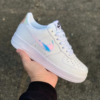 af1空军一号板鞋男鞋冰蓝全白女鞋aj运动鞋休闲小白鞋 nike 彩虹像素