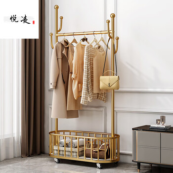 onevan衣架落地晾衣架落地折叠式晾衣杆室内挂衣架衣帽架卧室落地家用