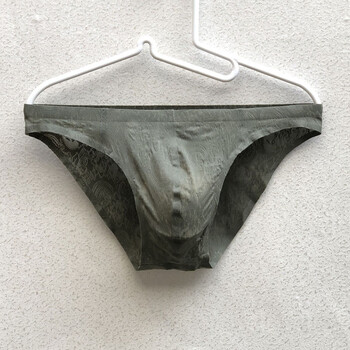 京东好货男士内裤男三角裤冰丝薄个性内裤男低腰蕾丝透明男裤头 军