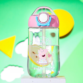 杯具熊(beddybear)鸭嘴吸管杯糖果佩奇透明水瓶夏季儿童水杯幼儿园小
