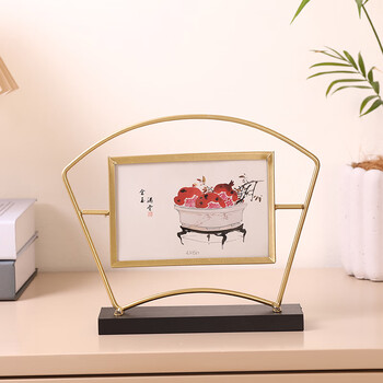 可狄古风新中式6寸国风铁艺照片相框摆件金属捕梦网羽毛画框创意摆台