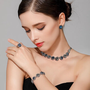 素黛黑曜石耳环饰世美时尚复古925银针耳钉女气质韩国个性百搭刻字