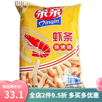 亲亲虾条烧烤味184080g儿童休闲怀旧零食便宜小零食小吃多规格烧烤味