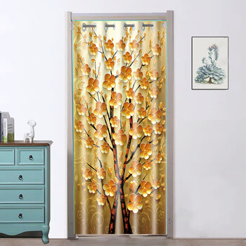 布艺免打孔家用遮挡风挂帘厨房卧室卫生间厕所试衣间隔断帘房门布帘子