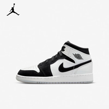 耐克nike air jordan 1 mid se(gs)女子aj1復古籃球鞋黑白熊貓 dn4321