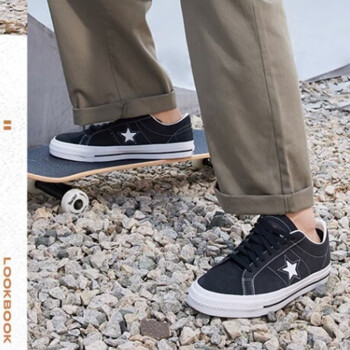 匡威（Converse）帆布鞋男新款ONE STAR情侣经典女鞋休闲鞋翻毛皮低帮板鞋 171327C/黑色/主推款 40
