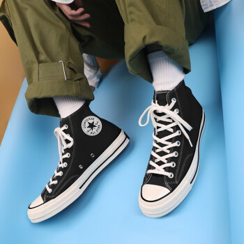 匡威（Converse）男鞋2024秋季新款1970s帆布鞋三星标经典女鞋黑色高帮休闲板鞋潮 162050C /黑色 43